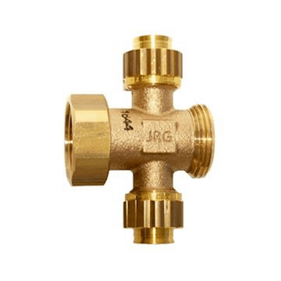 Sanipex Classic Tappvattenfördelare kors 1+1 uttag kongrepp x löpmutter-utvändig 16x2,2 mm x 1" MN | billigtvvs.se