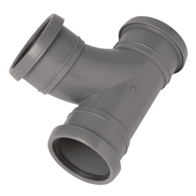 Pipelife Grenrör 90° 3 muffar inomhusavlopp grå 75x75 mm