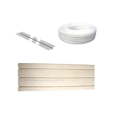 Golvvärmepaket spårade spånskivor med plåt